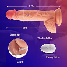 Load image into Gallery viewer, 8.3-Inch 4 in 1 Thrusting Rotation Vibrating Heating Lifelike Dildo