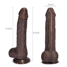 Load image into Gallery viewer, Black Warrior 8.7-Inch Remote Control 5 Thrusting 10 Vibrating Rotating Dildo in Dark Brown