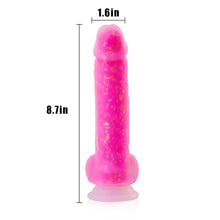 Load image into Gallery viewer, 8.7-Inch Pink Glitter Remote Control Vibrating Dildo