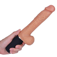 Load image into Gallery viewer, LOVEBEAR 10.8-Inch 9 Vibrating 3 Rotation Telescopic Wriggle Black Handle Big Dildo