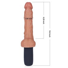 Load image into Gallery viewer, LOVEBEAR 10.8-Inch 9 Vibrating 3 Rotation Telescopic Wriggle Black Handle Big Dildo