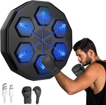 Load image into Gallery viewer, Smart Bluetooth Music Boxing Machine with 14oz Gloves, Wall Mounted Electronic Punching Pad for Adults &amp; Kids, Beat Sync Technology, Home Workout Fitness Trainer, Indoor Gym Boxing Equipment
