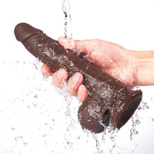 Load image into Gallery viewer, Black Warrior 8.7-Inch Remote Control 5 Thrusting 10 Vibrating Rotating Dildo in Dark Brown
